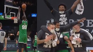 Tacko Fall shocks Celtics bench with his first career 3pointer [upl. by Ravilob582]