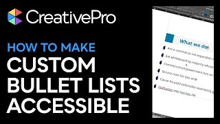 InDesign How to Make Lists with Custom Bullets Accessible Video Tutorial [upl. by Ap]