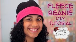 Fleece Beanie Hat DIY Tutorial [upl. by Neeluj]