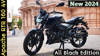 2024 TVS Apache RTR 160 4V Review  New All Black Edition  Price amp Mileage [upl. by Solenne]