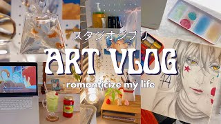 🍵🍒 GHIBLI slice of life main character ART VLOG watch horimiya draw hisoka make matcha latte [upl. by Clayborn]