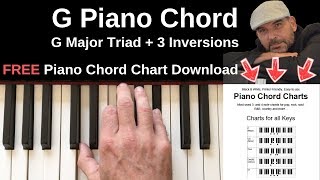 G chord piano  G Major Triad  Inversions Tutorial  FREE Chord Chart [upl. by Anoerb]