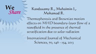 Thermophoresis and Brownian motion effects on MHD boundarylayer flow of a nanofluid in the presence [upl. by Roinuj125]