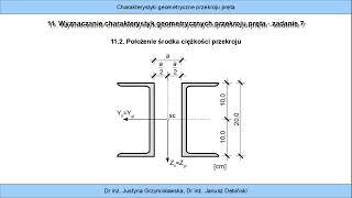 411 Wyznaczanie charakterystyk geometrycznych przekroju pręta  zadanie 7 [upl. by Herald94]