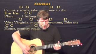 Country Roads John Denver Strum Guitar Cover Lesson with LyricsChords [upl. by Pownall]