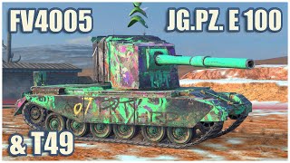 FV4005 JgPz E 100 amp T49 • WoT Blitz Gameplay [upl. by Noman140]