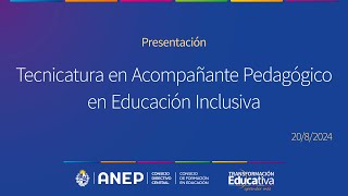 Tecnicatura en Acompañante Pedagógico en Educación Inclusiva [upl. by Epp47]