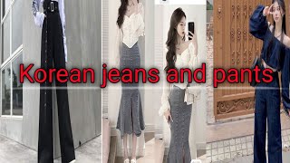 Korean jeans and pantsKorean outfitsKorean dressviral views [upl. by Mehalek528]