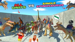 ALL UNITS VS SINGLE UNIT OF SPINOSAURUS FIGHT ANIMAL REVOLT BATTLE SIMULATOR [upl. by Norda]