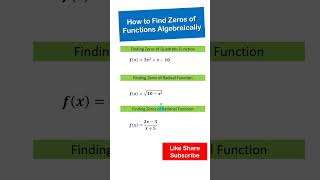 How to Find Zeros of Functions Algebraically📢💯 [upl. by Rainah491]