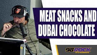 The Guys Try Meat Snacks and Dubai Chocolate [upl. by Brewer]