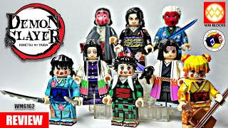 DEMON SLAYER KNOCKOFF LEGO MINIFIGURE 鬼滅の刃 レゴの模造品  WM BLOCKS WM6162 KIMETSU NO YAIBA 竈門炭治郎 [upl. by Lockwood]