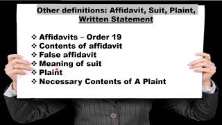 MEANING OF  AFFIDAVITSUITPLAINTWRITTEN STATEMENT for PCS J amp other law exams [upl. by Irrej]