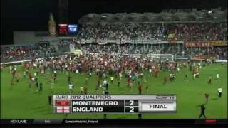 Montenegro v England Euro Qualifier October 7 2011  Delibasic goal and delirium [upl. by Lanod]