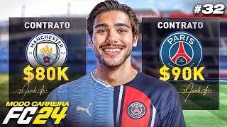 PSG ou MAN CITY  E AGORA  MODO CARREIRA JOGADOR FC 24  Parte 32 [upl. by Wald906]