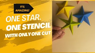 Lets make a origami star and stencil with only one cut how to make a origami star origami easy [upl. by Evangelina]