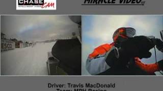 Ice Oval Snowmobile racing with 2 on board cams [upl. by Irolam]