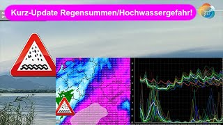 KurzUpdate Regensummen amp Hochwassergefahr WestSchweiz Süddeutschland amp WestÖsterreich Vergleich [upl. by Eiddam609]