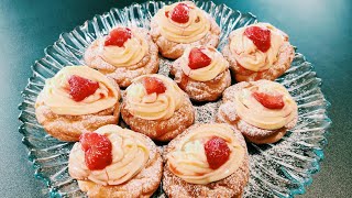 BIGNÈ DI SAN GIUSEPPE con crema al limone e fragole caramellate COTTI AL FORNO [upl. by Elawalo]