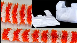 diy Plastic Carry Bag Garland Making  Home Decor Ideas Using Plastic Cover Garland [upl. by Yeliac]