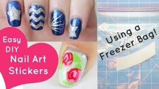 Easy DIY Nail Art StickersUsing a Freezer Bag [upl. by Amice574]