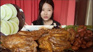 Eating whole two pigeon meat squab kholar cucumber etc  Northeast 🇮🇳Nagaland [upl. by Tserrof]