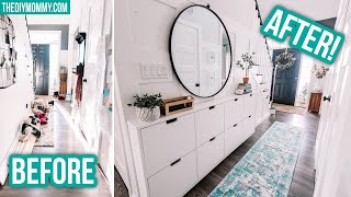 Small Entryway Makeover with IKEA hack for TONS of hallway storage  The DIY Mommy [upl. by Kramer115]