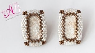 DIY Tutorial  Come incastonare un rettangolo con angoli vivi a peyote  Geometric Elegance Earrings [upl. by Aikcir166]