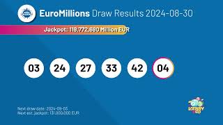 20240830 EuroMillions Lottery Results amp Winning Numbers [upl. by Arodnahs]