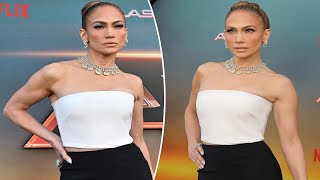 Jennifer Lopez shines in red carpet crop top — and her wedding ring — at Atlas premiere Ben Affleck [upl. by Pippy]