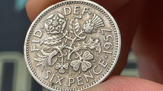 1957 United Kingdom Sixpence 6d Predecimal Coin • Values Information Mintage History and More [upl. by Dolley]