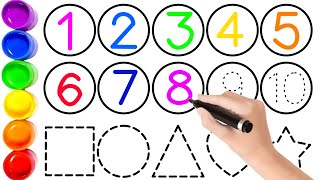 Fun Numbers and Shapes tracing Activity for Kids  Easy Draw and Paint numbers  Cape Shape [upl. by Myrah]