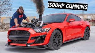 I Installed a 1500HP Diesel Engine In My Mustang [upl. by Pail]