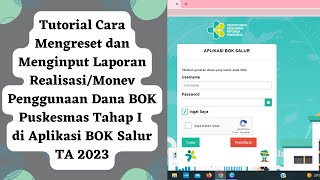 Tutorial Cara Mengreset dan Menginput Laporan RealisasiMonev Penggunaan Dana BOK Puskesmas Tahap I [upl. by Veats]