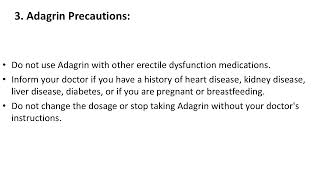 Adagrin Side Effects Interactions and Precautions [upl. by Ettevey]