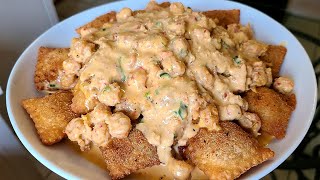 New Orleans Crawfish Ravioli  Fried Ravioli in a creamy spicy crawfish tail sauce [upl. by Dorolisa]