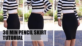 DIY 30 MIN PENCIL SKIRT TUTORIAL [upl. by Davina754]