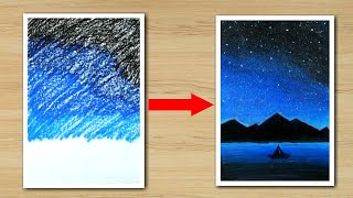 How to draw moonlight Nature scenery  Nature scenery Drawing  Moonlight drawing of Nature [upl. by Yrelle58]