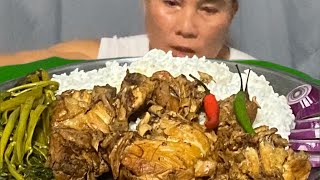 CHICKEN ADOBO SA OYSTER SAUCE  KANGKONG ADOBO SA SARDINES  EATING SHOW Nasdyvlog28 [upl. by Gudren]