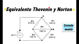 Equivalente Thevenin y Norton Sin resistencia de carga  Problema de circuitos eléctricos I [upl. by Elna]