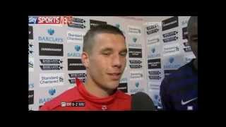 Lukas Podolski amp Abou Diaby  English Interview  Liverpool vs Arsenal [upl. by Melonie]