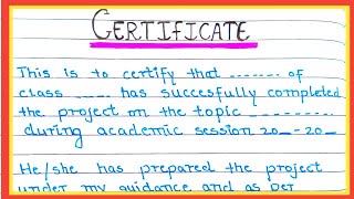 Certificate How to write Certificate Certificate For project File  School Project File [upl. by Burrus767]