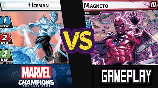 ICEMAN DEBUT vs MAGNETO Expert Marvel Champions Playthrough [upl. by Ulberto]