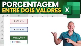 Como Calcular Porcentagem entre DOIS VALORES no Excel  Aumento em [upl. by Ttennej975]