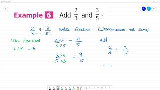 6 TN Maths Term III 1 FRACTIONS Example 6 Add23 and 35 [upl. by Squires]