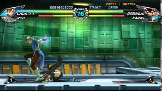 Tatsunoko vs Capcom  Chun LiRyu VS KarasDoronjo  Gameplay  Arcade  Nintendo WiiWii U [upl. by Mixie]