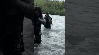 First salmon on the Kenai river alaska seafood alaskafishing fish fishalaska salmon fishing [upl. by Mayhew]