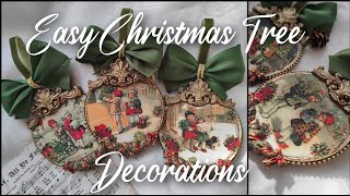 How to Make Easy Vintage Christmas Ornaments 🔥🔥🔥 Decoupage and AirDry Clay DIY [upl. by Nordek892]