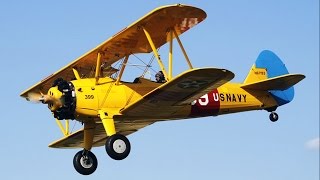 Boeing Stearman Biplane  Airshow Display Flight  AFW2014  Takeoff Aerobatics amp Landing [upl. by Klump]