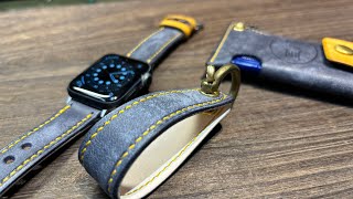 革福〜イタリアンレザーでキーホルダー作りとお揃いのアイテム達 leathercraftcraft leatherwork applewatchband レザークラフト キーホルダー [upl. by Gnoud]